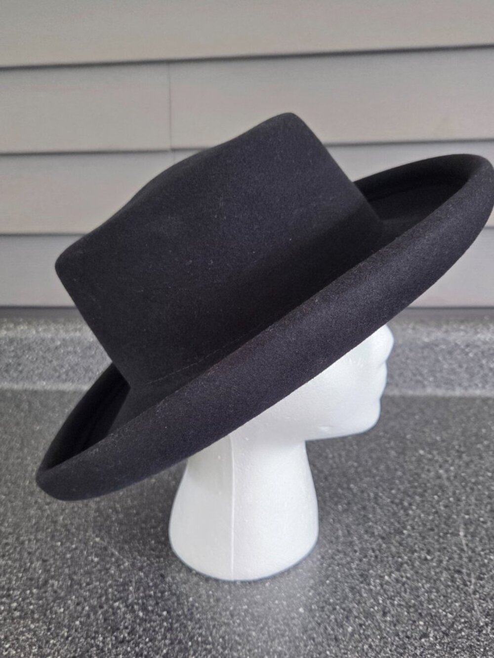 Black Hat with Turned Up Brim 100% Wool Felt The Scala Collection Unisex - Picture 3 of 7